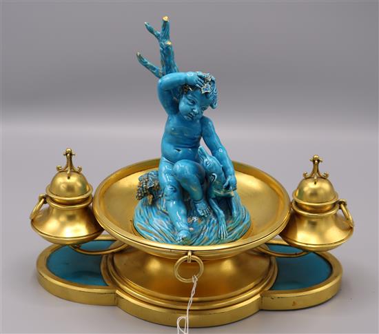 French ormolu cherub inkstand(-)